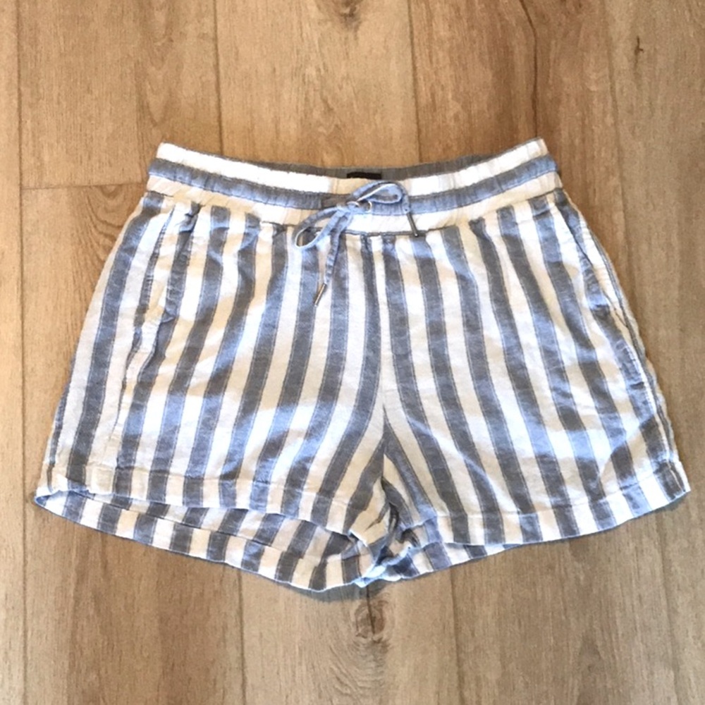 GAP Blue and White Striped Shorts Elastic Waistband with Tie Size Small
